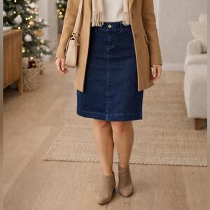 Banana Republic Dark Wash Denim Pencil Skirt | Chic Office Casual | Size 6